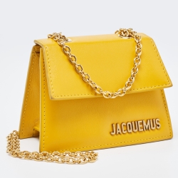 Pre Owned Jacquemus Yellow Leather Le Piccolo Chain Bag