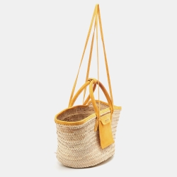 Pre Owned حقيبة يد توتس جاكيموس لي بانيه سولايل جلد نوبوك ورافية كريمي/وردي