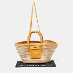 Pre Owned حقيبة يد توتس جاكيموس لي بانيه سولايل جلد نوبوك ورافية كريمي/وردي