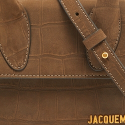 Pre Owned Jacquemus Brown Nubuck Leather Le Chiquito Moyen Top Handle Bag