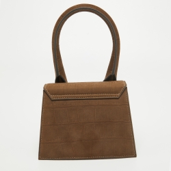 Pre Owned Jacquemus Brown Nubuck Leather Le Chiquito Moyen Top Handle Bag