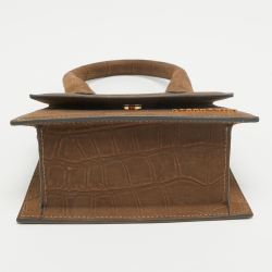Pre Owned Jacquemus Brown Nubuck Leather Le Chiquito Moyen Top Handle Bag
