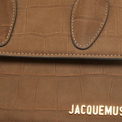 Pre Owned Jacquemus Brown Nubuck Leather Le Chiquito Moyen Top Handle Bag