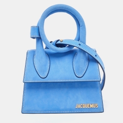 Blue Nubuck Leather Le Chiquito Noeud Top Handle