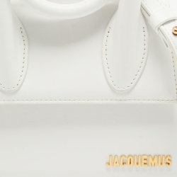 Jacquemus White Leather Le Chiquito Noeud Top Handle Bag