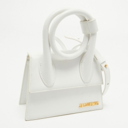 Jacquemus White Leather Le Chiquito Noeud Top Handle Bag