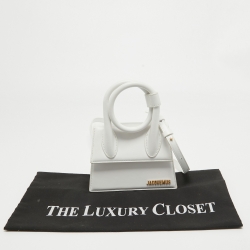 Jacquemus White Leather Le Chiquito Noeud Top Handle Bag