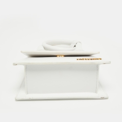 Jacquemus White Leather Le Chiquito Noeud Top Handle Bag