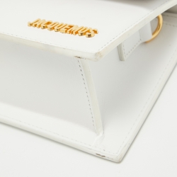 Jacquemus White Leather Le Chiquito Noeud Top Handle Bag
