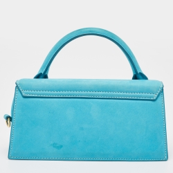 Pre Owned Jacquemus Blue Nubuck Long Le Chiquito Top Handle Bag