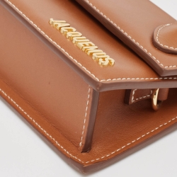 Jacquemus Brown Leather Long Le Chiquito BoucleTop Handle Bag