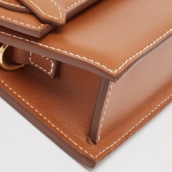 Jacquemus Brown Leather Long Le Chiquito BoucleTop Handle Bag