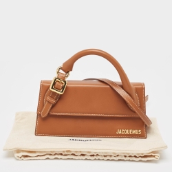Jacquemus Brown Leather Long Le Chiquito BoucleTop Handle Bag