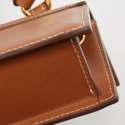 Jacquemus Brown Leather Long Le Chiquito BoucleTop Handle Bag