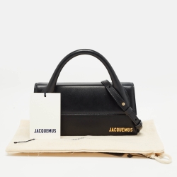 Jacquemus Black Glossy Leather Long Le Chiquito Top Handle Bag