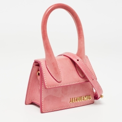 Pre Owned Jacquemus Pink Leather Mini Le Chiquito Top Handle Bag