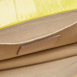 Pre Owned Jacquemus Yellow Croc Embossed Leather La Riviera Shoulder Bag