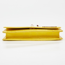 Pre Owned Jacquemus Yellow Croc Embossed Leather La Riviera Shoulder Bag