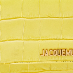 Pre Owned Jacquemus Yellow Croc Embossed Leather La Riviera Shoulder Bag