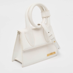 Pre Owned Jacquemus White Leather Le Chiquito Noeud Top Handle Bag