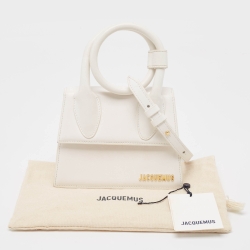 Pre Owned Jacquemus White Leather Le Chiquito Noeud Top Handle Bag