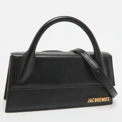 مملوكة مسبقًا حقيبة جاكويموس لي تشيكيتو جلد أسود لامع بيد علوية