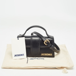 Pre Owned Jacquemus Black Leather Mini Le Bambino Top Handle Bag