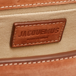 Pre Owned Jacquemus Brown Nubuck Leather Long Le Chiquito Top Handle Bag