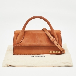 Pre Owned Jacquemus Brown Nubuck Leather Long Le Chiquito Top Handle Bag