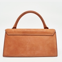 Pre Owned Jacquemus Brown Nubuck Leather Long Le Chiquito Top Handle Bag