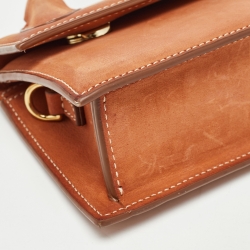 Pre Owned Jacquemus Brown Nubuck Leather Long Le Chiquito Top Handle Bag