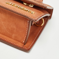 Pre Owned Jacquemus Brown Nubuck Leather Long Le Chiquito Top Handle Bag