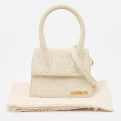 Jacquemus Cream Canvas Le Chiquito Top Handle Bag