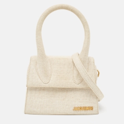 Jacquemus Cream Canvas Le Chiquito Top Handle Bag