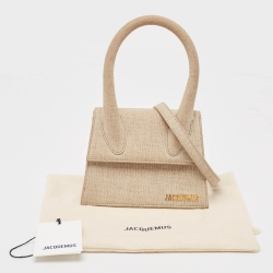 Pre Owned Jacquemus Beige Canvas Le Chiquito Moyen Top Handle Bag