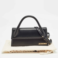 Pre Owned حقيبة جاكويموس لي تشيكيتو جلد أسود لامع بيد علوية