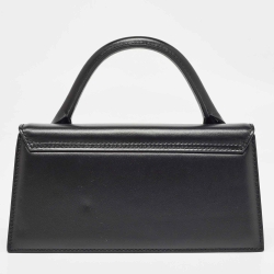 Pre Owned حقيبة جاكويموس لي تشيكيتو جلد أسود لامع بيد علوية