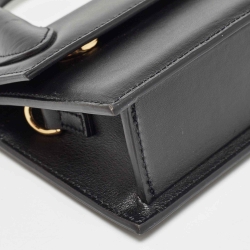 Pre Owned حقيبة جاكويموس لي تشيكيتو جلد أسود لامع بيد علوية