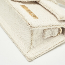 Pre Owned Jacquemus Off White Canvas Le Bambino Mini Top Handle Bag