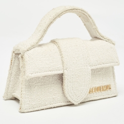 Pre Owned Jacquemus Off White Canvas Le Bambino Mini Top Handle Bag