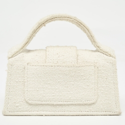 Pre Owned Jacquemus Off White Canvas Le Bambino Mini Top Handle Bag