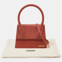 Pre Owned Jacquemus Brick Brown Nubuck Leather Grand Le Chiquito Top Handle Bag