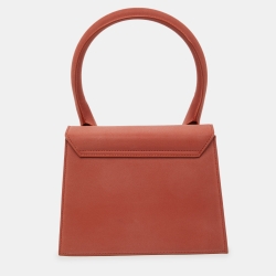Pre Owned Jacquemus Brick Brown Nubuck Leather Grand Le Chiquito Top Handle Bag