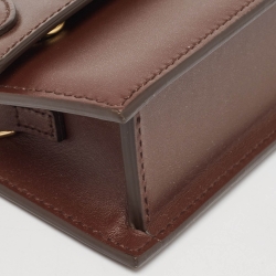 Pre Owned Jacquemus Dark Brown Leather Long Le Chiquito Top Handle Bag