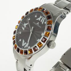 مملوكة مسبقًا Jacques Lemans 1-517 Stainless Steel Gemstone Quartz Womens Wristwatch 37 MM