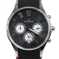 Jacques Lemans Capri 1-1606 SS Leather Chronograph Womens Wristwatch 40 MM