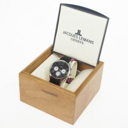 Jacques Lemans Capri 1-1606 SS Leather Chronograph Womens Wristwatch 40 MM