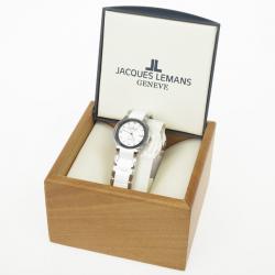 Jacques Lemans 1-1333 Stainless Steel Ceramic Quartz Womens Wristwatch 31 MM