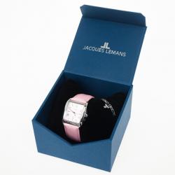 Jacques Lemans SS Leather Pink Quartz 1-1305 Womens Wristwatch 31 MM