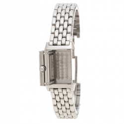 Jaeger LeCoultre White/Mother of Pearl Stainless Steel Diamonds Reverso Classic Duetto Women's Wristwatch 20 mm